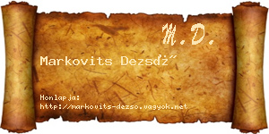Markovits Dezső névjegykártya
